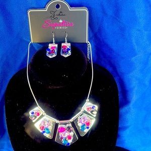 Zi Collection silver and jewel tones multicolored necklace.